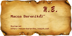 Macsa Bereniké névjegykártya